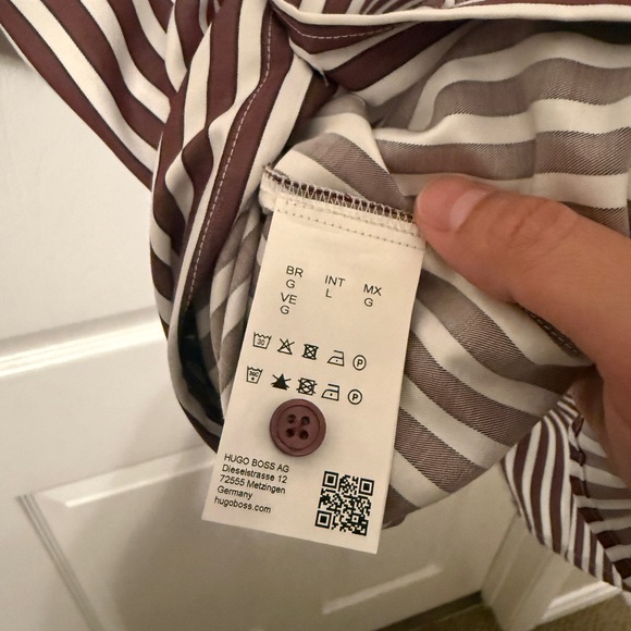Hugo Boss Brown and White Striped Shirt - Picture 3 of 3
